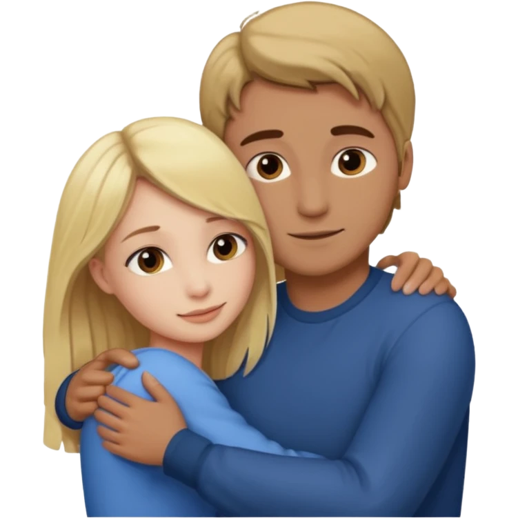 blonde girl hugging brown-haired man, affectionate emoji
