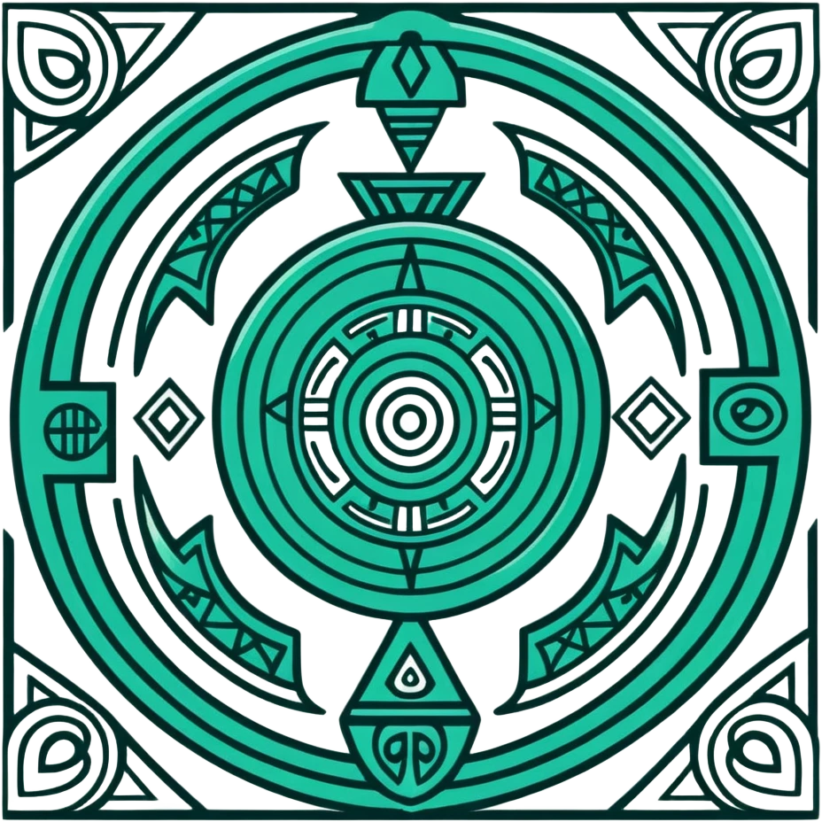 Ancient Maya symbols for message sending and receiving, stylized with authentic Maya animal messengers. Only dark green (#013220) lines on white background, geometric emoji