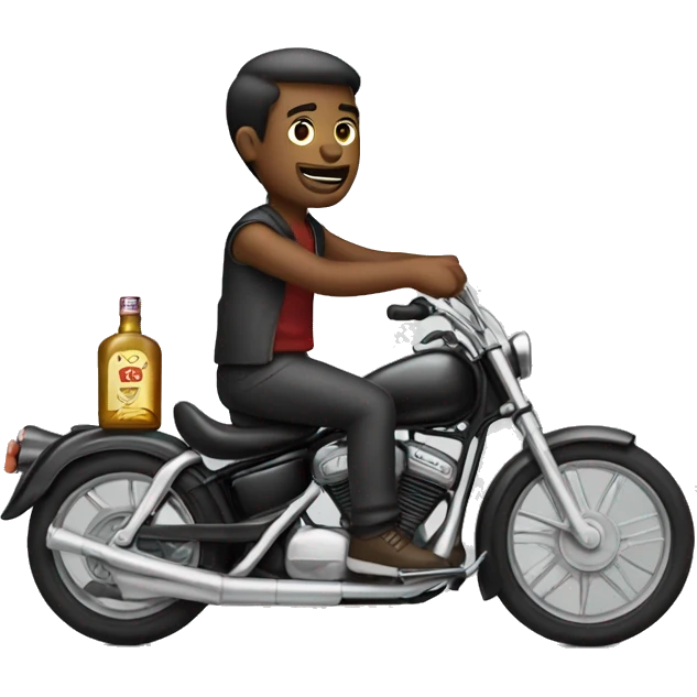 Guy on a bike with a bottle of spirits in his hand emoji