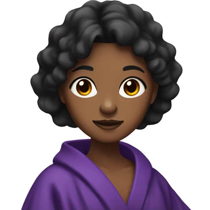 Brown skin girl with black hair wearing purple robe  emoji