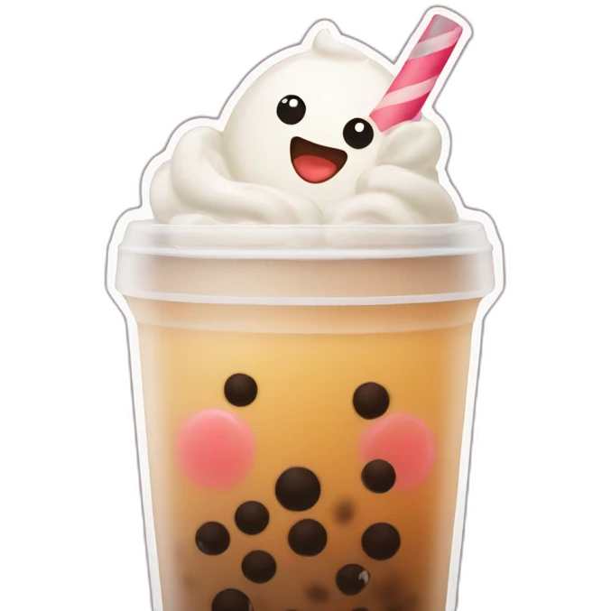 Two bubble tea kissing emoji