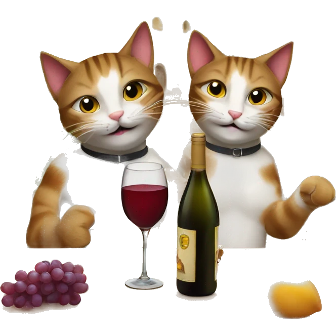 two cats drinking wine on vacation in tuscany emoji