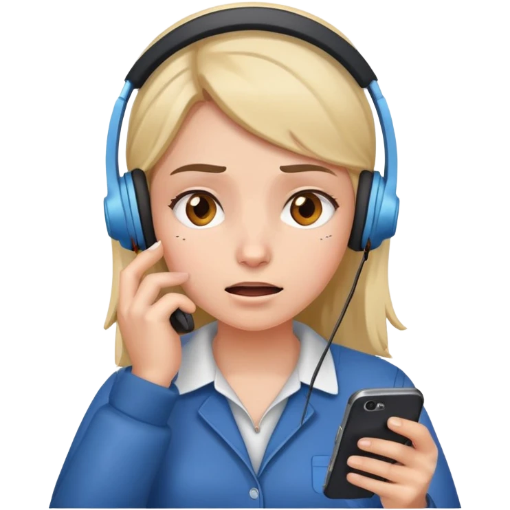 girl with a lot of phone calls and work emoji
