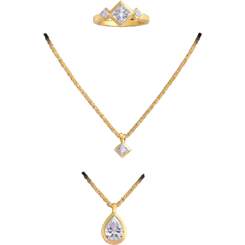 gold jewelry collection with diamonds emoji