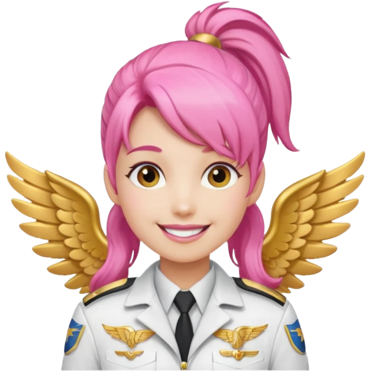 Commander Bloom – pink ponytail pilot in white uniform and gold wings emoji