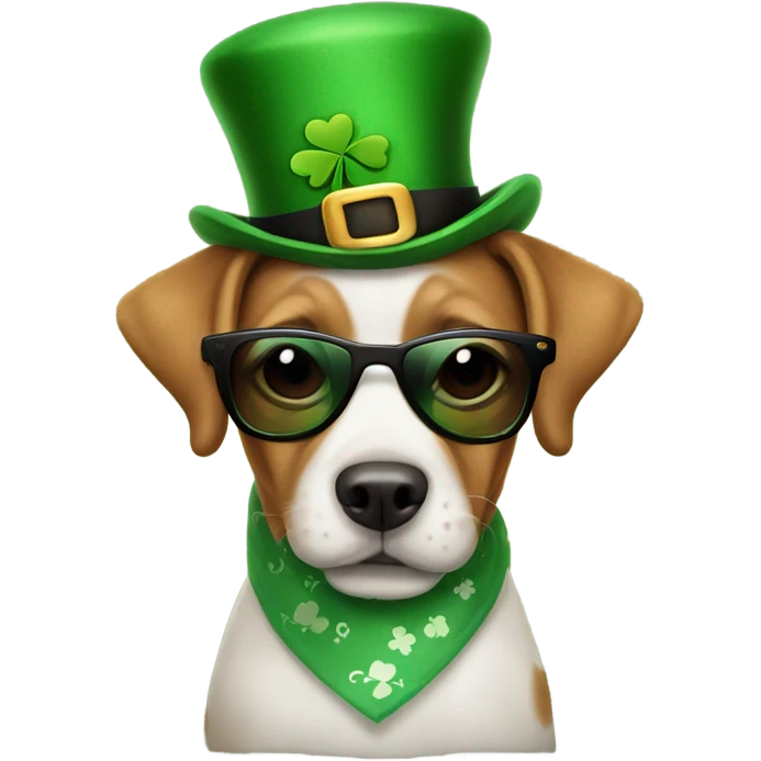 Dog dressed for St. Patrick’s Day emoji