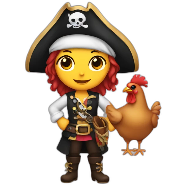 Pirate girl holding chicken emoji