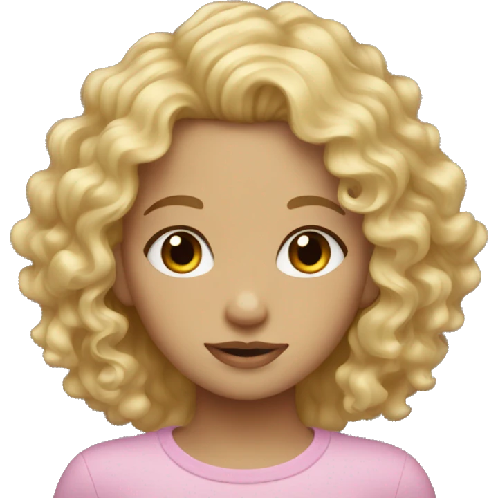 blonde curly hair girl with hazel eyes emoji