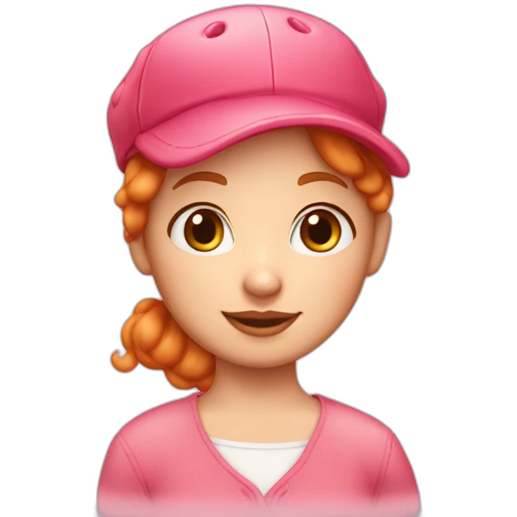 strawberry shortcake ginger girl short hair pink hat emoji