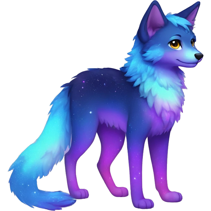 Colorful gradient-Sparkle-nebula-fursona anthropomorphic furry full body emoji