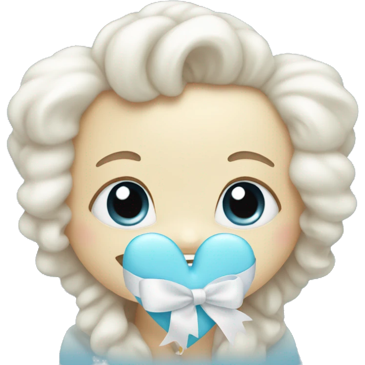 cute light blue heart with white bow emoji