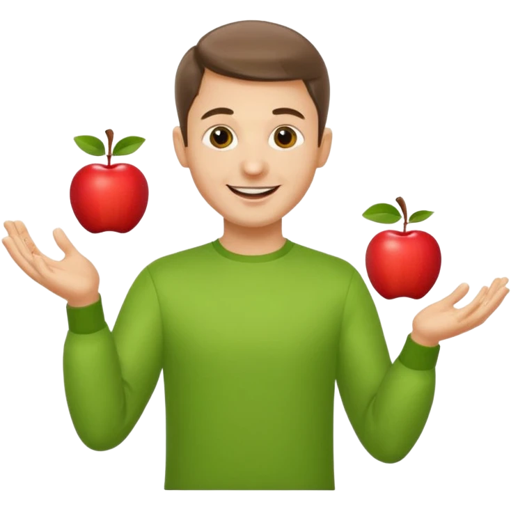 a Circus cute zelensky juggling two apple emoji