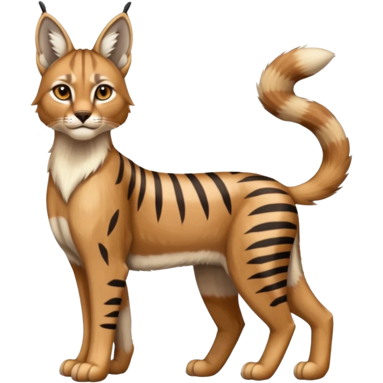 Striped and spotted Lynx-Caracal-Fakemon-hybrid full body emoji