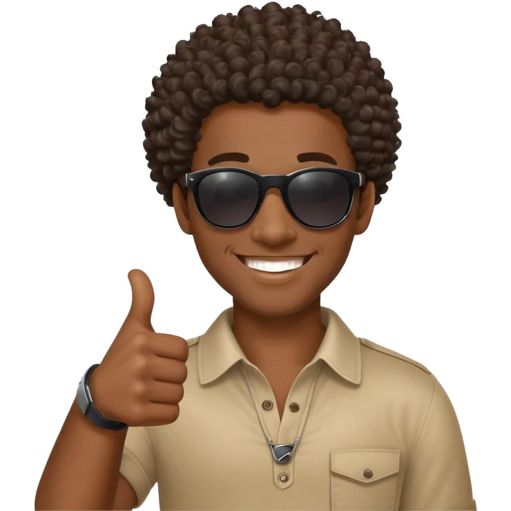 African Black tribal man with curly hair wearing sunglasses smiling thumbs up emoji