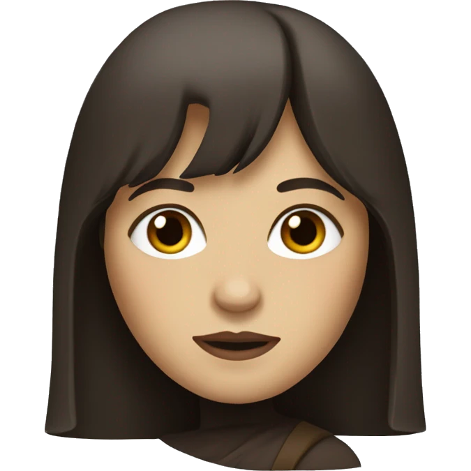 female starwars character with dark brown long hair and bangs emoji