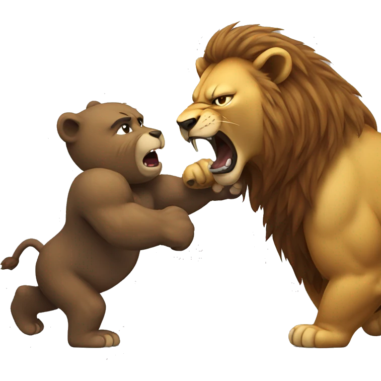 Lion punching a bear emoji