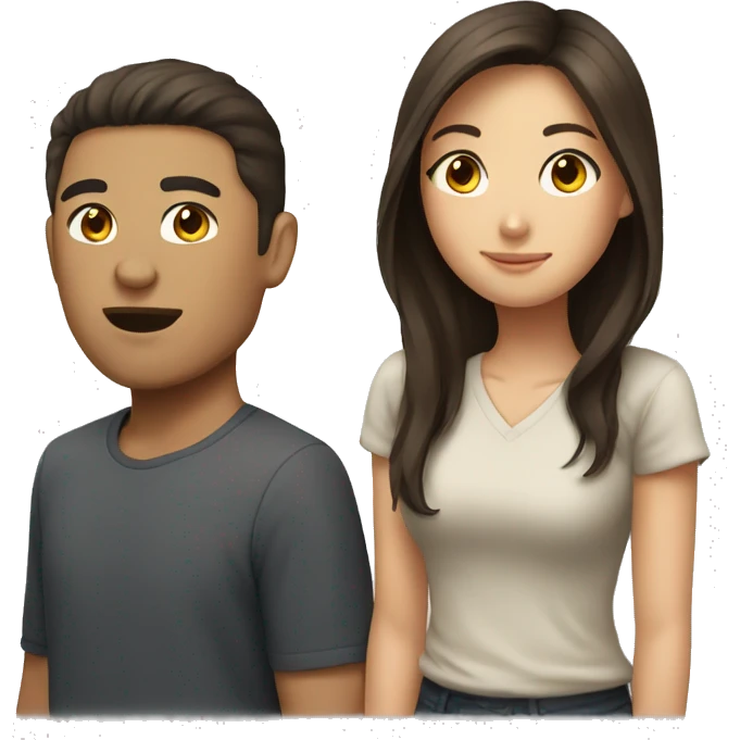 asian girl with brown haired guy emoji
