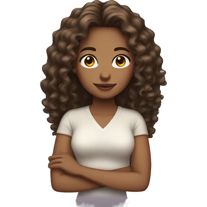 woman light brown skin long dark curly hair emoji