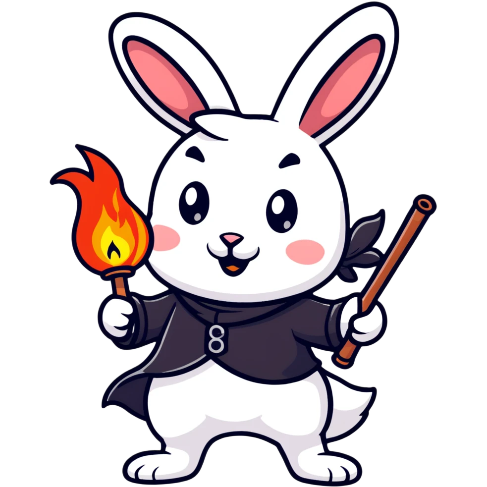Rabbit doing fire performance emoji