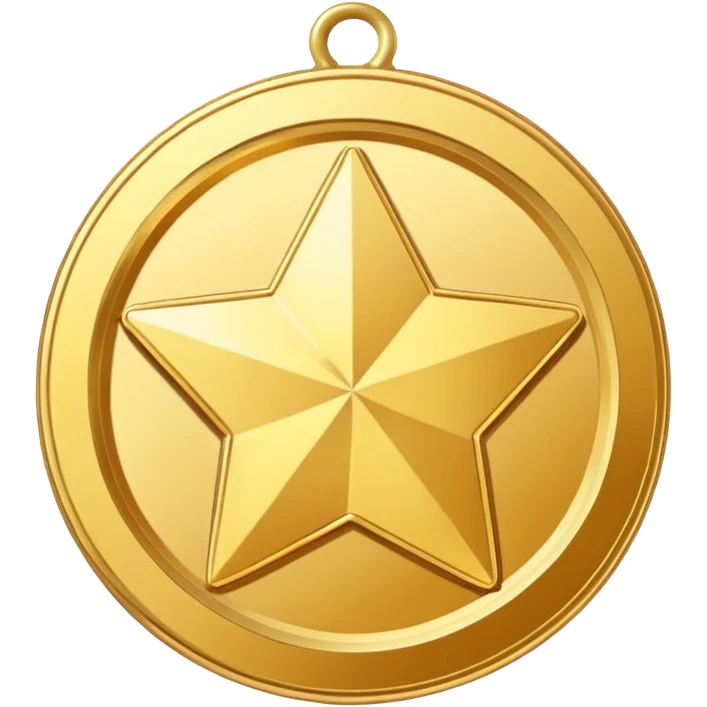 JUST THE CIRCLE golden medal in star shape, central empty space, details in border, golden emoji