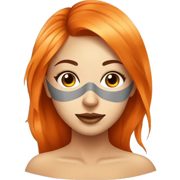Tan skinned girl with orange hair with face mask spa beauty full face relaxing emoji