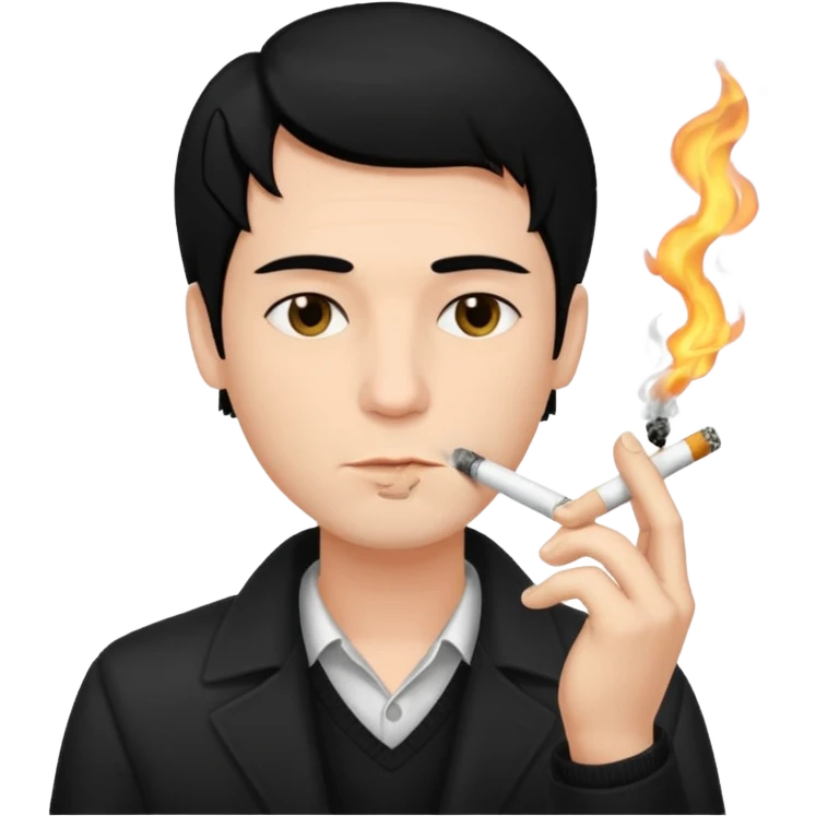 Has una persona fumando, Que tenga pelo negro  y sea hombre  emoji