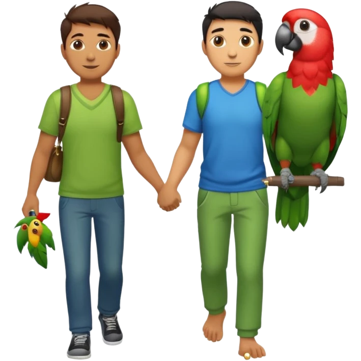 Walker + parrot on shoulder, Pet Walkers, Full body with walk pose emoji
