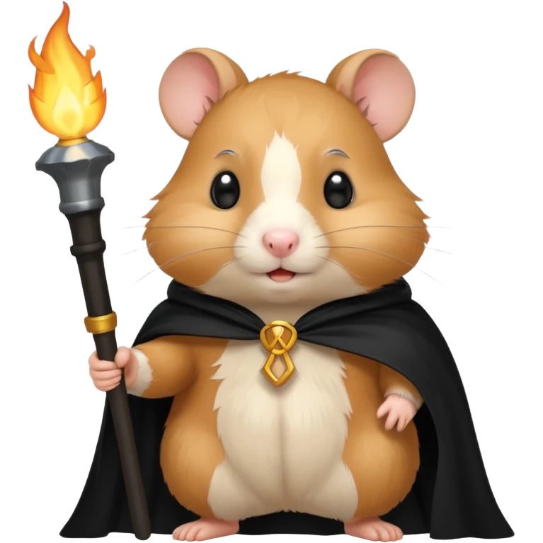 hasmter holding torch with black cape emoji