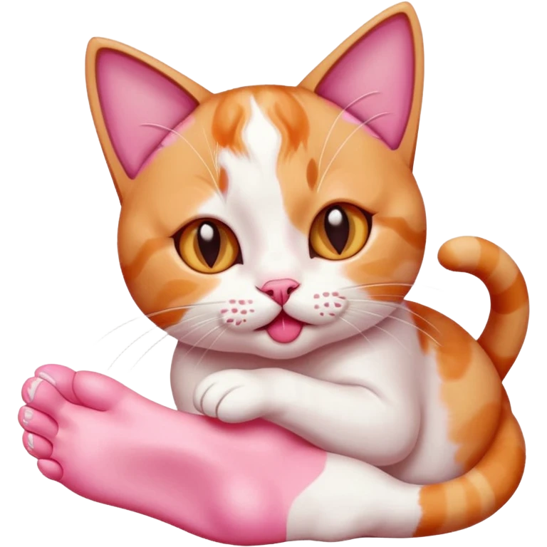 Cat licking toes emoji