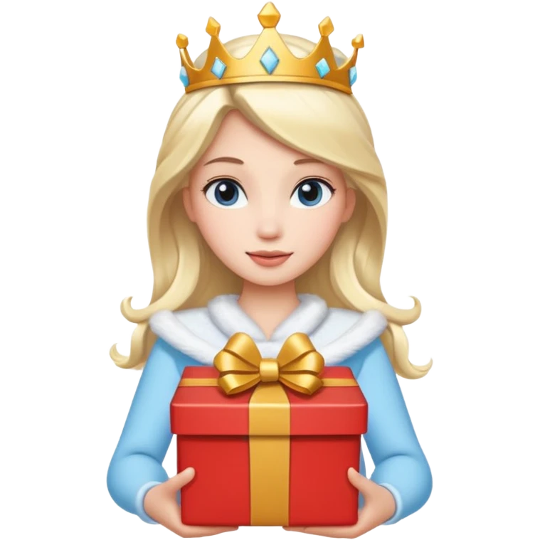White Snow princess hold carton box gift emoji