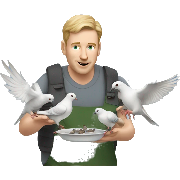 white man feeding pigeons emoji