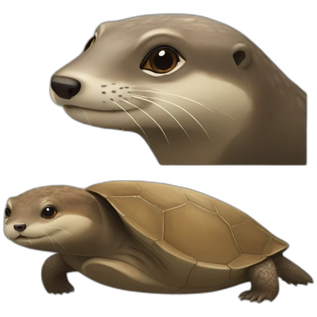 Loutre sur une tortue emoji