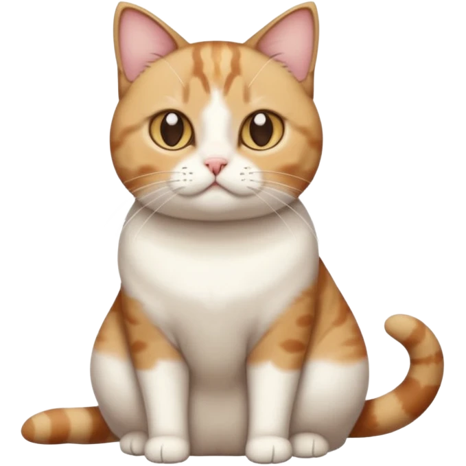 full body torbie and white cat with small head and short but chubby body emoji