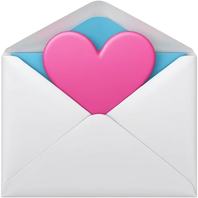 A 3D render of a white letter envelope with a vibrant pink heart sticker, clean background emoji