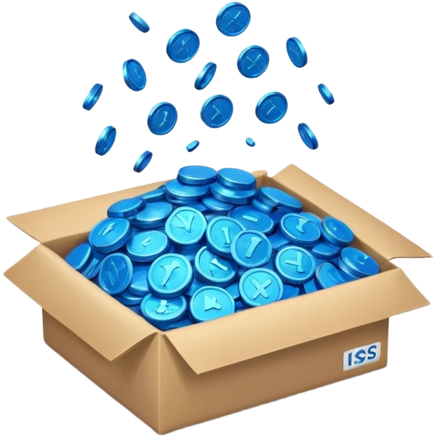 blue coins credit in a package emoji