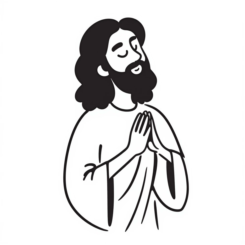 Jesus Christ with long hair and beard, wearing robes, with a kind expression emoji