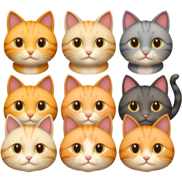 6 cats with different natural coloured coats
 emoji