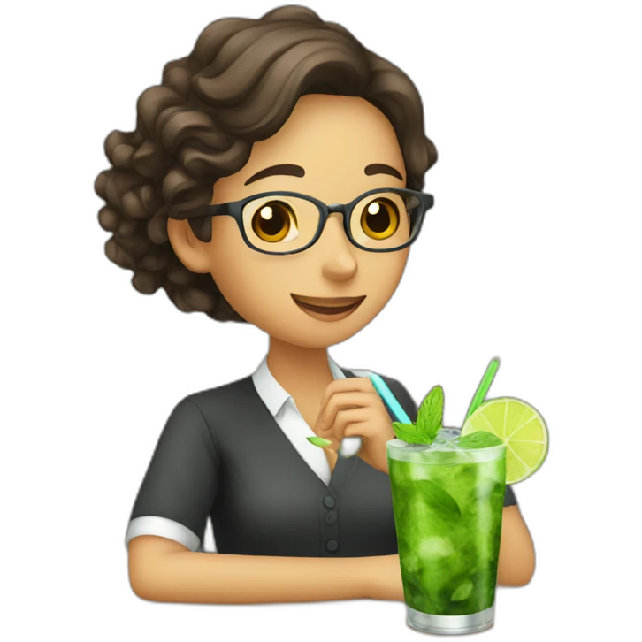 young teacher drinking mojito emoji