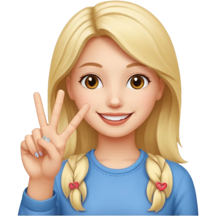 Girl making a peace sign with fingers emoji