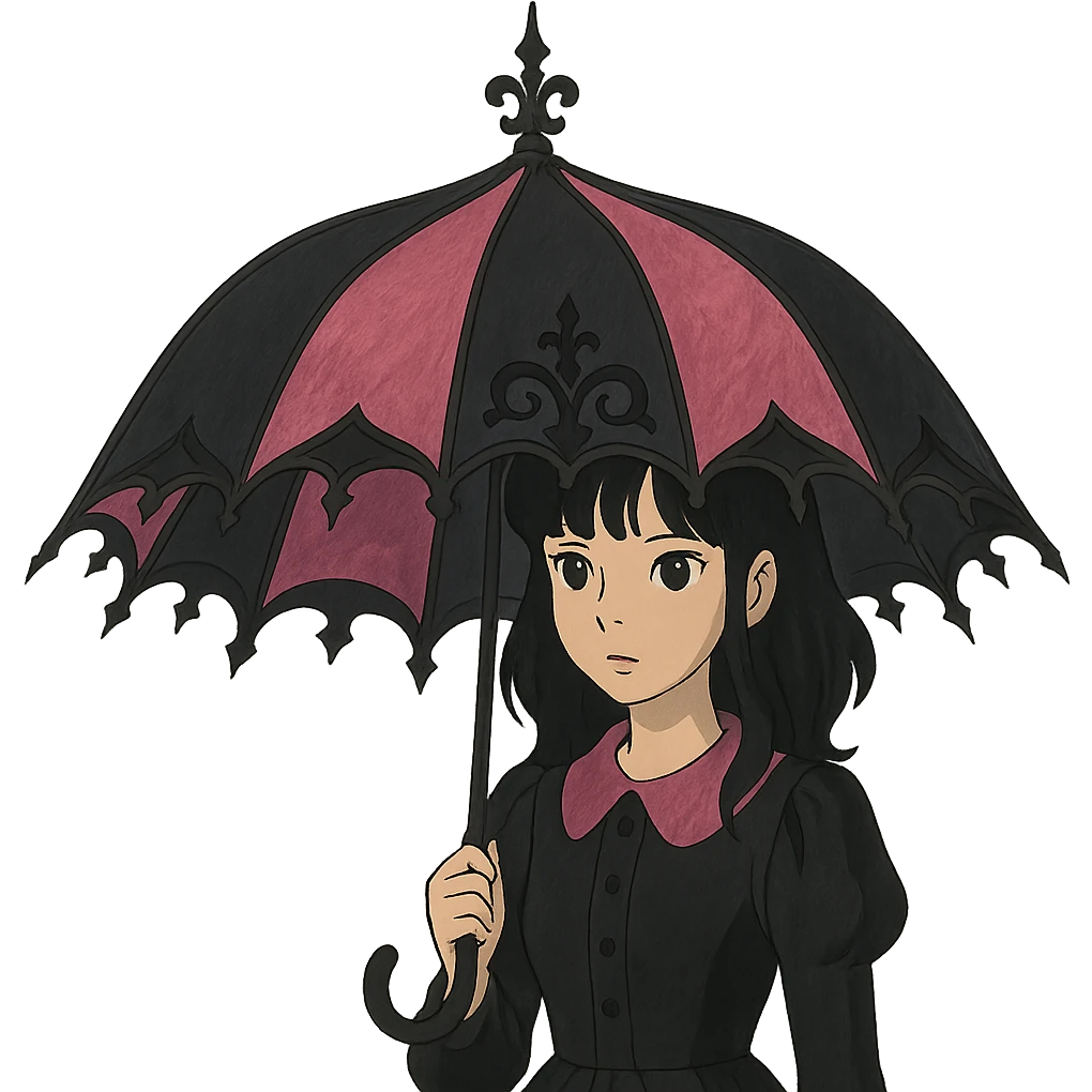 BLACKPINK-inspired gothic umbrella, no hearts, dreamy and bold, black and pink color scheme emoji