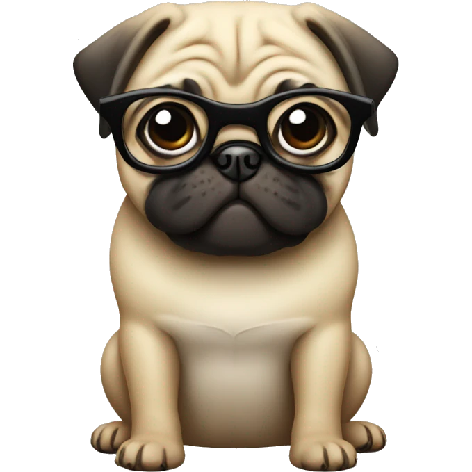 Pug dog with glasses emoji