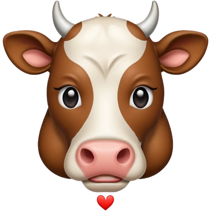 cow emoji with neutral or slightly sad expression, broken heart symbol nearby, simple and clear design emoji
