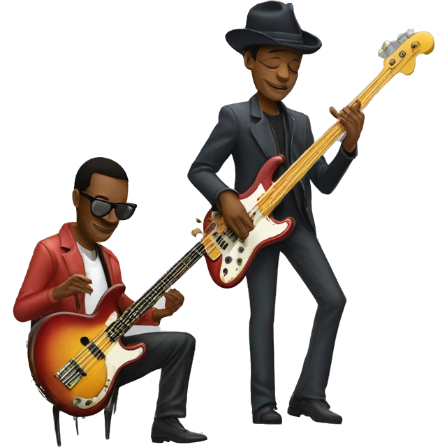 Marcus Miller playing bass guitar, Miles Davis playing trumpet  emoji