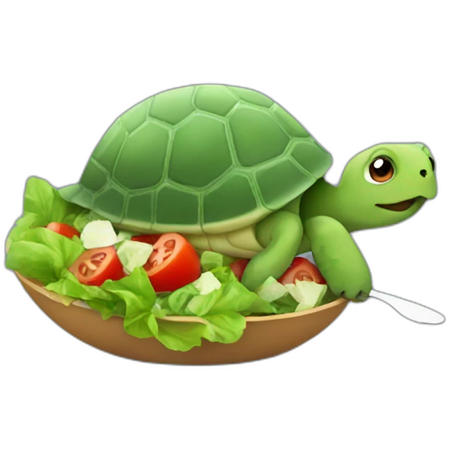 Turtle eats a salad emoji