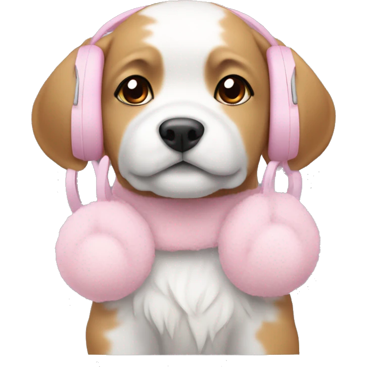 dog with white baby pink earmuffs emoji