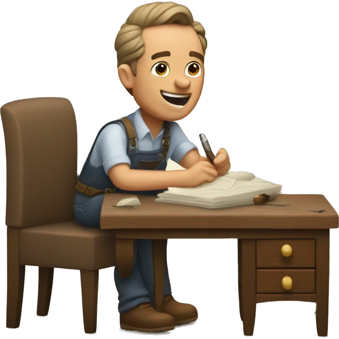 the furniture maker writes the word hurray emoji