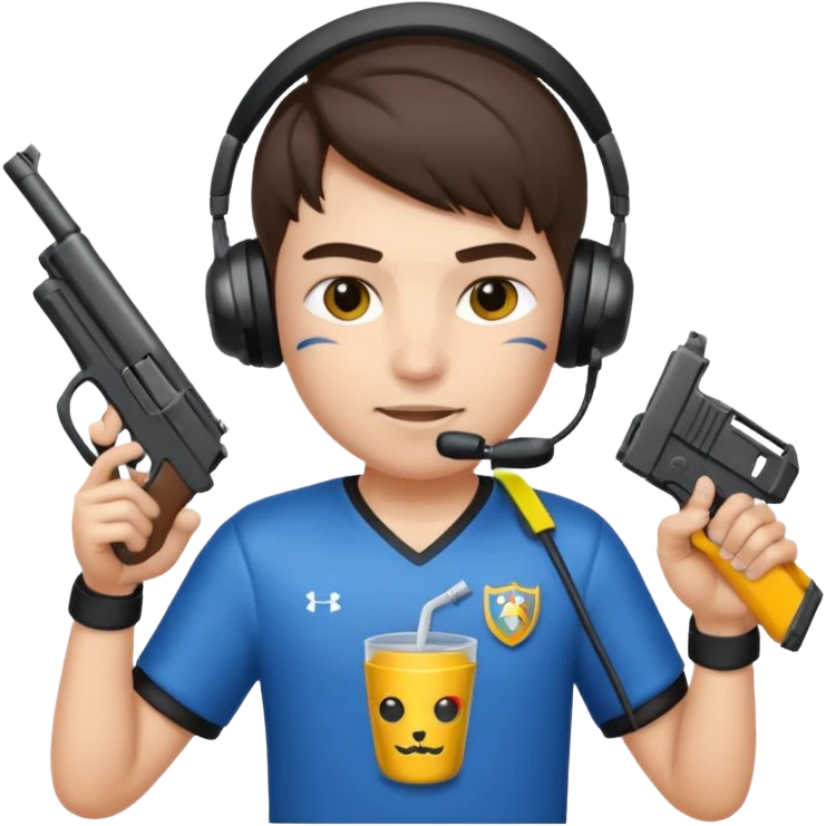 Dictator + Gaming + Gamer + Tournament Cup  + Gun  emoji