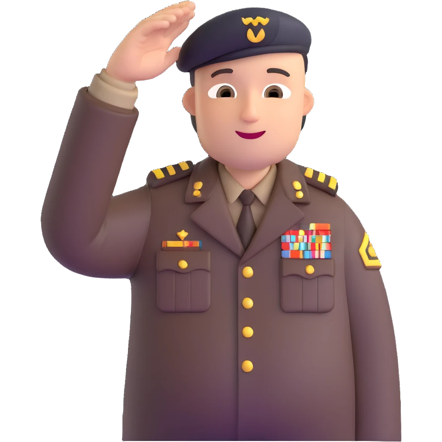pregnant man saluting with a proud expression emoji