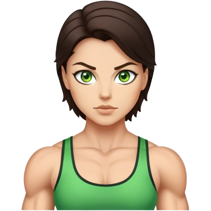 a green eyed pretty brunette with muscles emoji