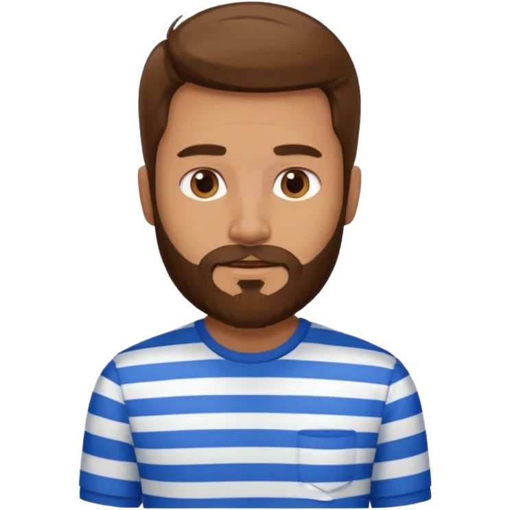 striped shirt with long hair and beard no moustache emoji